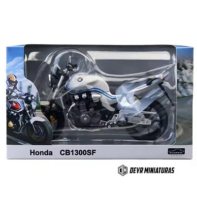 Miniatura Honda CB 1300 SF Branco Listras Azuis Automaxx 1:12