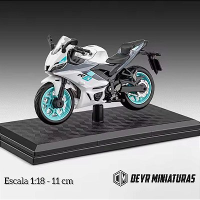 Miniatura Yamaha YZF-R3 2024 Branca Metálica R-White - Escala 1:18