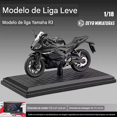 Miniatura Yamaha YZF-R3 2024 Preta Metálica Midnight Black - Escala 1:18