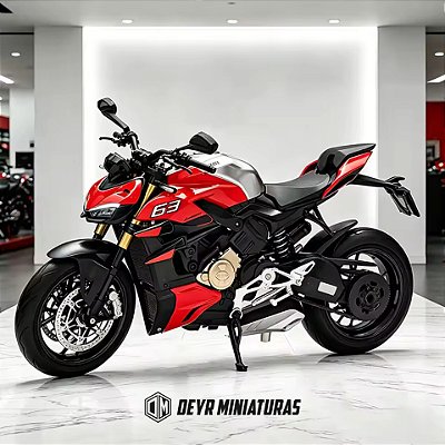 Miniatura Ducati Streetfighter V4 S Vermelha 2023 Jiaye Model 1:12 – 17 cm | Luz e Som