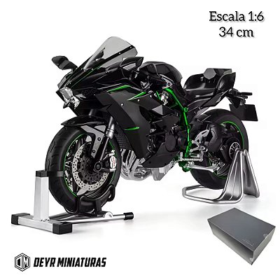 Miniatura Premium Kawasaki Ninja H2 1:6 - Spray, Aceleração, Efeito Luzes e Som