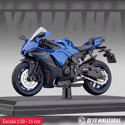 Miniatura Yamaha YZF-R1 Azul 2022 Escala 1:18 C/Base
