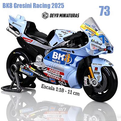 Miniatura MotoGP BK8 Gresini Racing 2025 - Piloto Alex Marquez #73 Maisto 1:18
