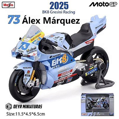 Miniatura MotoGP BK8 Gresini Racing 2025 - Piloto Alex Marquez #73 Maisto 1:18