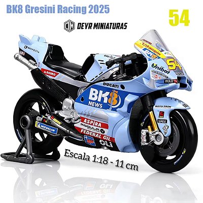 Miniatura MotoGP BK8 Gresini Racing 2025 - Piloto Fermin Aldeguer #54 Maisto 1:18