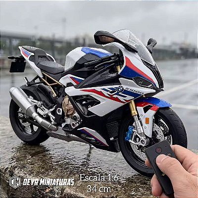 Miniatura Premium BMW S 1000 RR 2021 Escala 1:6 (34 cm) - C/Spray, Aceleração, Controle Remoto