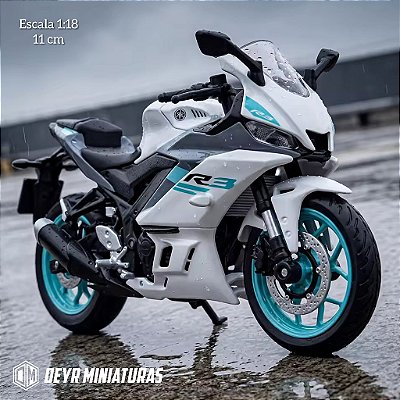 Miniatura Yamaha YZF-R3 2024 Branca Metálica R-White - Escala 1:18