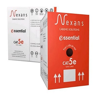 Cabo Lan Cat5E Essential UTP CMX 4P 24AWG  100% Cobre Branco - 305M Nexans