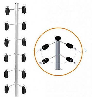 Big Haste Industrial Tubo Quadrado 25x25mm Canto c/ 12 isoladores/ gancho 1MT