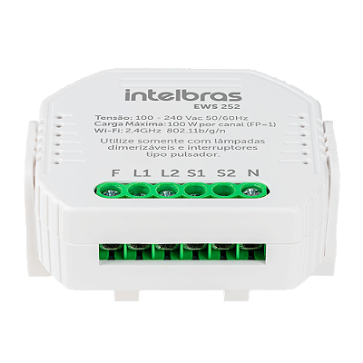 Minicontrolador dimmer inteligente EWS 252 Wi-Fi para 2 interruptores