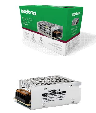 Fonte AC/DC 12,8V 3 A EFM 1203 metálica até 10 cameras