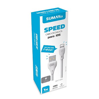 Cabo ligthning para Phone 5 / 6 / 6s / 7s / 8 / XS 2.1 Branco 1metro Resistente - SUMAY