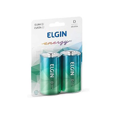Pilhas Grande D (LR20) Alcalinas blister com 2 unidades – Linha Energy Elgin