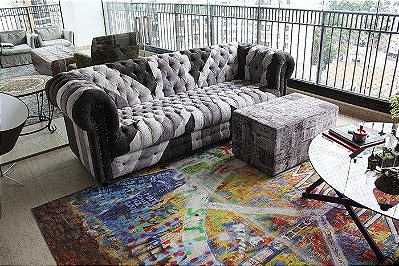 Sofá Chesterfield 2,00m Inglaterra PB Tecido