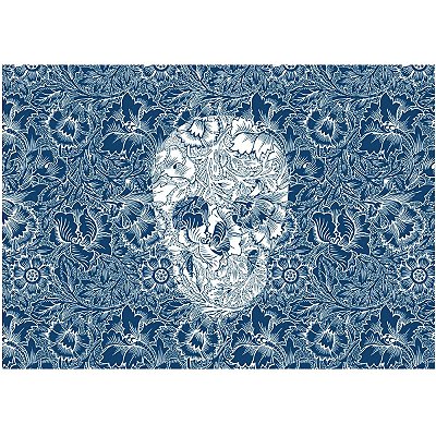 Jogo Americano Skull Flowers Blue - 02 Peças