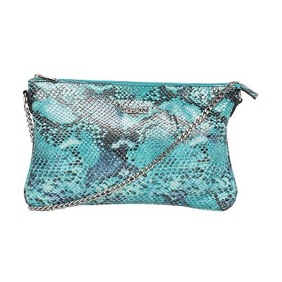 Bolsa Clutch Transversal em Couro Griffazzi Azul