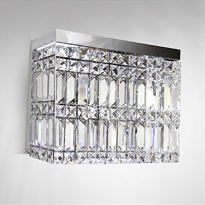 Arandela Interna Retangular Cristal Asfour Transparente Lapidado 30x10 Laila Golden Art G9 P922 Quartas e Salas