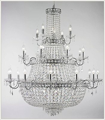 Lustre Imperial Vintage Metal Cromado Cristal Transparente 24 Lâmpadas 1,20x1,15m Tupiara E-14 4524-CR Entradas e Salas