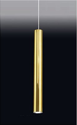 Pendente Tubo Redondo Vertical Metal Dourado 59x6,4cm Old Artisan 1x GU10 Dicróica Bivolt PD-5004A Balcões e Mesas