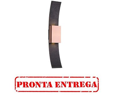 PRONTA ENTREGA /  Arandela Chapa Metal Curvo Vertical Metal Preto 77x13cm Old Artisan 2x GU10 Dicróica Bivolt AR-5110 Salas e Hall