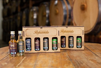 KIT MINI GARRAFAS DE 50 ML - BRANCA PURA, CARVALHO, AMBURANA E JAMBU