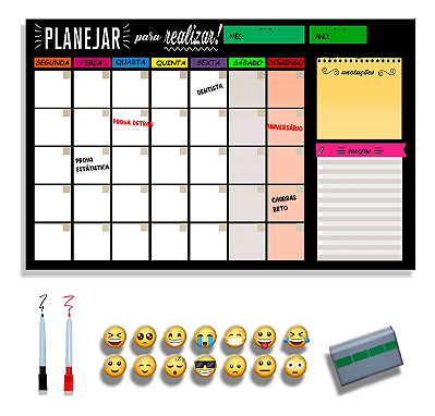 Quadro Lousa Planejador Mensal Metal