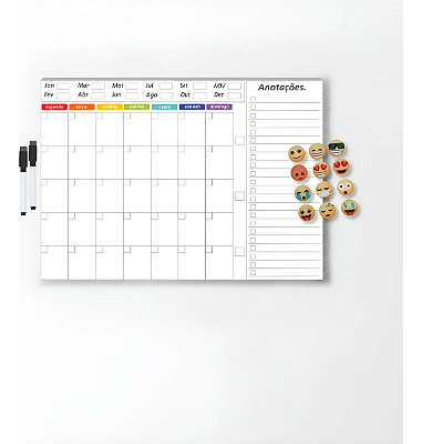 Quadro Planejamento Mensal - Planner Branco/Colorido