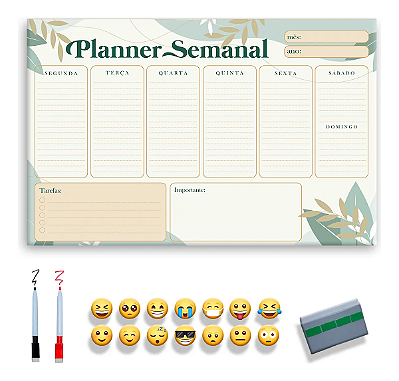 Quadro Planejamento Semanal - Planner Folhas
