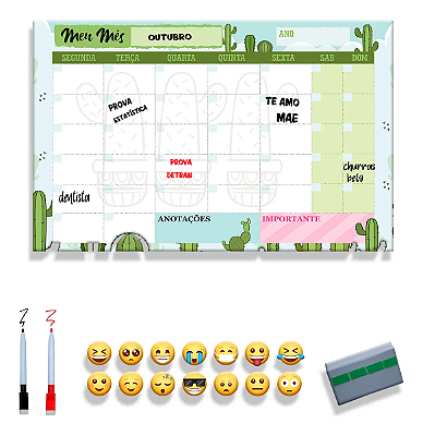 Quadro Planejamento Mensal - Planner Cactus