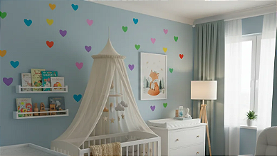 Adesivo De Parede Corações Coloridos