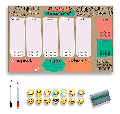Quadro Planejamento de Treino Semanal - Planner Fitness