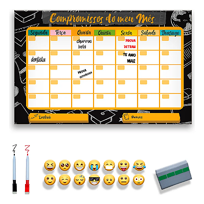 Quadro Planejamento Mensal - Planner Preto Compromisso