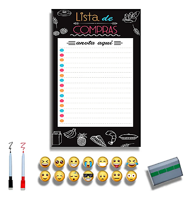 Quadro Lousa Lista de Compras - Lousa Preta