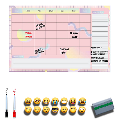 Quadro Planejamento Semanal/Mensal - Planner Rosa