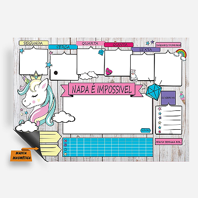 Imã Planejamento Semanal - Agenda Semanal Unicornio