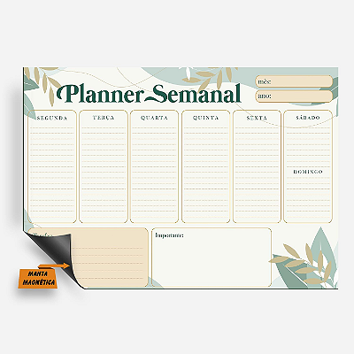 Imã Planejamento Semanal -Planner Semanal Floral