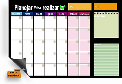 Imã Planejamento Mensal -Planner Mensal Colorido