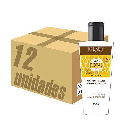 Caixa 12 unidades - Shampoo Royal Mel Capilar Geléia Real 300g Milady Cosméticos