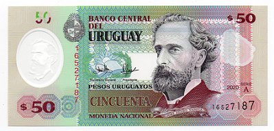Cédula de Polímero do Uruguai - 50 Pesos Uruguaios