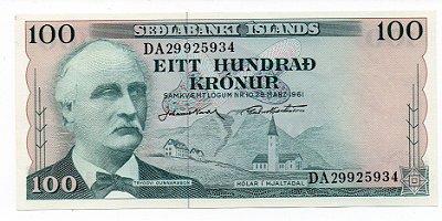 Cédula da Islândia - 100 Kronur