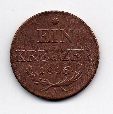 Moeda da Áustria - 1 Kreuzer - 1816