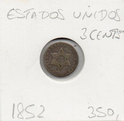 Moeda de 3 cents de 1852 Estados Unidos