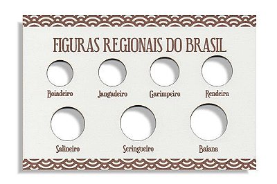 Placa de Madeira para série de moedas Figuras Regionais do Brasil