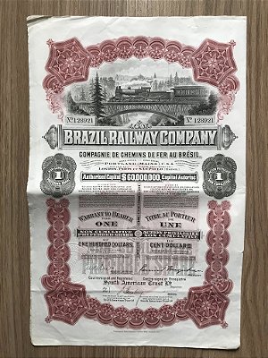 Apólice da empresa Brasil Railway Company - 1906