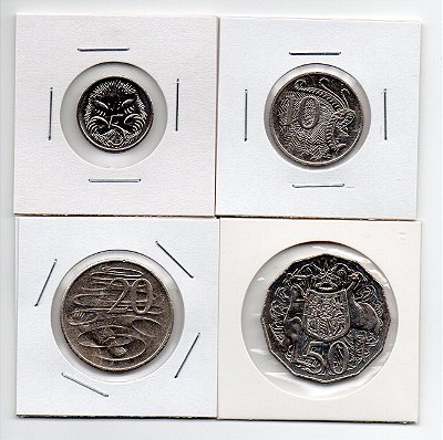 Série de Moedas da Austrália - 5, 10 ,20 e 50 Cents