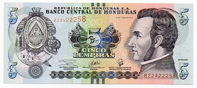 Cédula de 5 Lempiras das Honduras