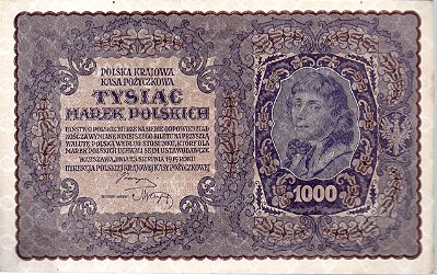 Cédula da Polônia - 1000 Marek - 1919