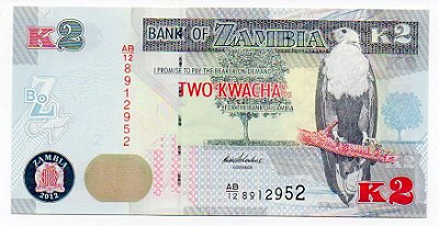 Cédula da Zambia - 2 Kwacha