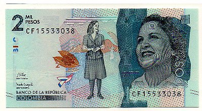 Cédula da Colômbia - 2 mil Pesos