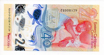 Cédula Do Caribe - 2 Dollars Polimero - Flor De Estampa